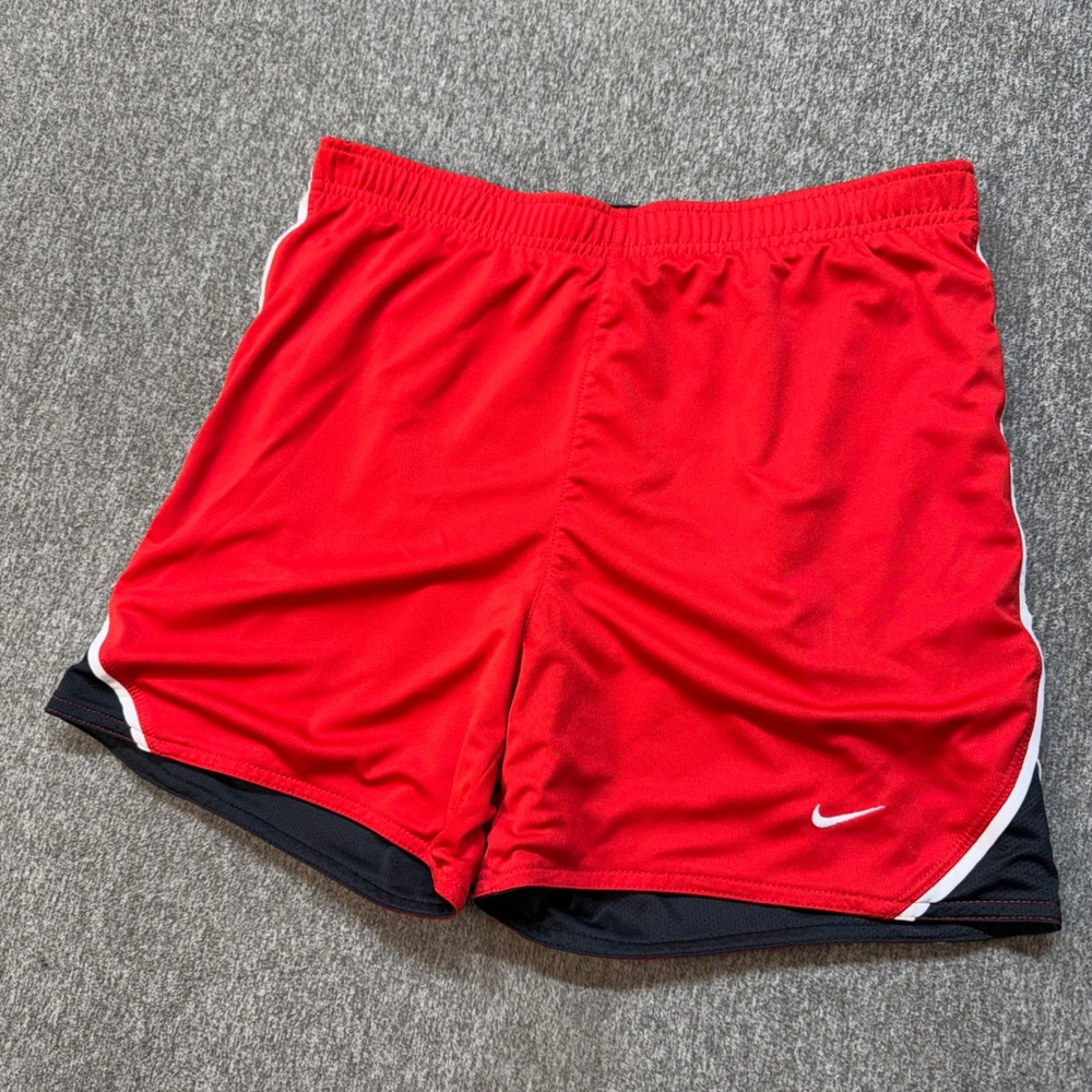 Nike Tempo Running Shorts Red Black White Contrast Mesh Lined Womens Small